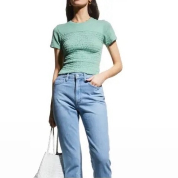 ATM Slub Jersey Smocked Tee In Havana Green Size XL New With Tag - Picture 1 of 8